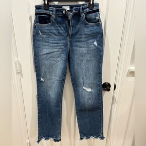 KanCan Dark Blue Distressed Boyfriend Jeans